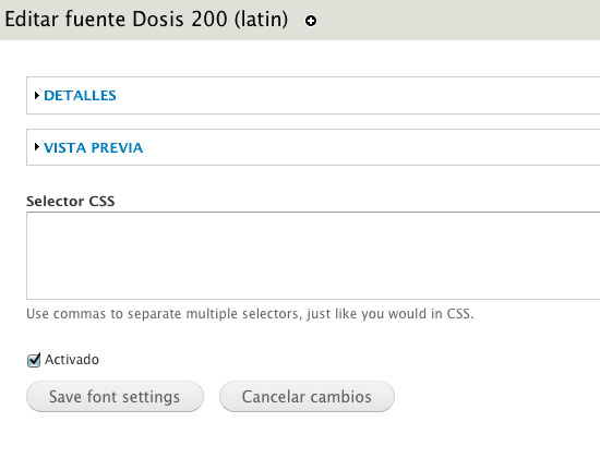fonts css selector field