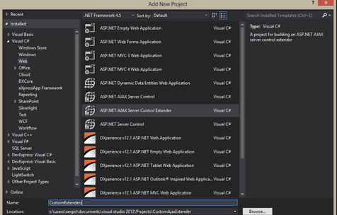 Como crear un ASP.NET Ajax Server Control Extender personalizado en .Net 4.5