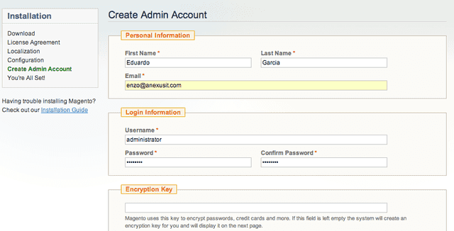 magento admin account