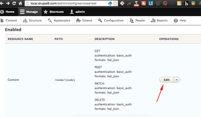 drupal 8 create content rest edit