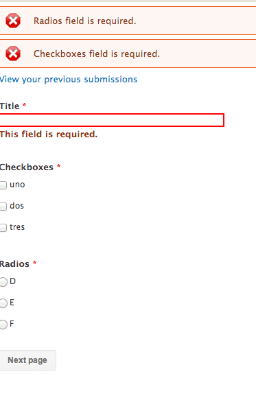 field group multipage validation